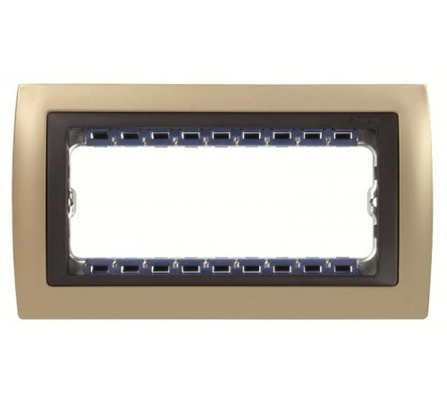 Simon 82 Рамка декоративная, (+суппорт), 8 узких (4 широких) модулей, S82C, Металл, шампань-графит  82884-34  Simon