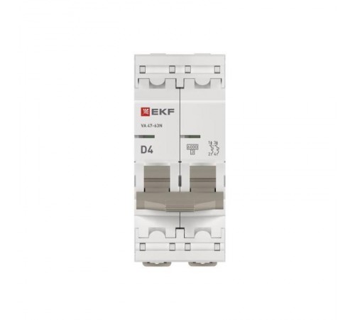 Выключатель автоматический двухполюсный 4А (D) 6кА ВА 47-63N PROxima M636204D  EKF