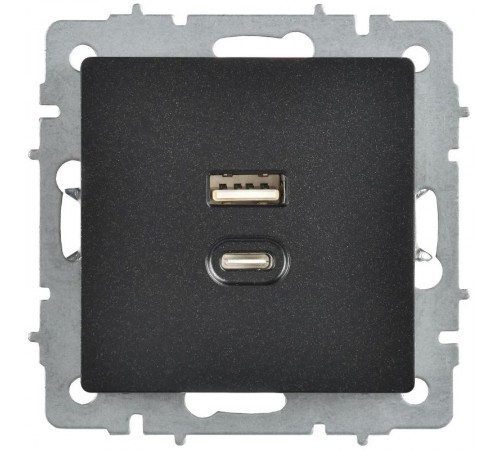 BRITE Роз. USB A+C 45Вт высокоск. зар. РЮ11-2-БрЧ черн.  BR-U22-045-K02  IEK
