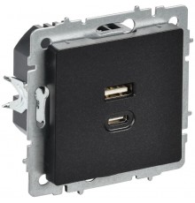 BRITE Роз. USB A+C 45Вт высокоск. зар. РЮ11-2-БрЧ черн.  BR-U22-045-K02  IEK