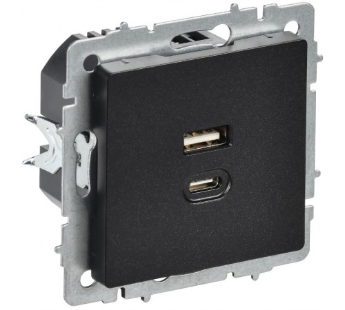 BRITE Роз. USB A+C 45Вт высокоск. зар. РЮ11-2-БрЧ черн.  BR-U22-045-K02  IEK