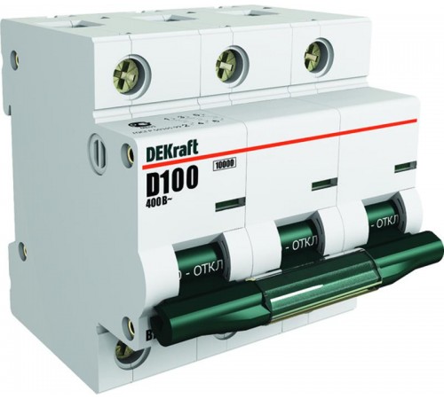 Выключатель автоматический трехполюсный ВА-201 80А C 10кА  13008DEK  DEKraft