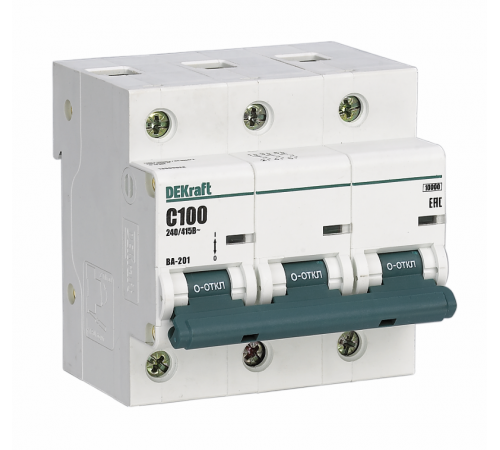 Выключатель автоматический трехполюсный ВА-201 80А C 10кА  13008DEK  DEKraft