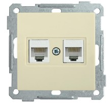 BOLERO кремовый Розетка компьютерная 2-местная RJ45 Cat5e РК10-2-Б  EKB25-K33  IEK