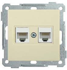 BOLERO кремовый Розетка компьютерная 2-местная RJ45 Cat5e РК10-2-Б  EKB25-K33  IEK