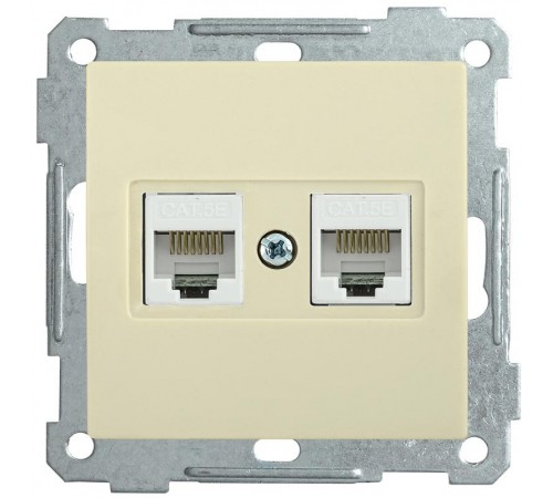 BOLERO кремовый Розетка компьютерная 2-местная RJ45 Cat5e РК10-2-Б  EKB25-K33  IEK