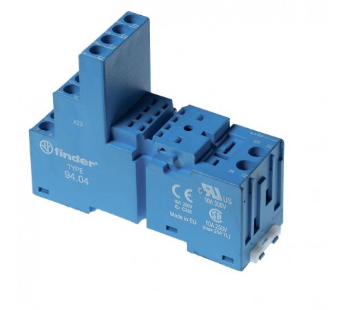 Розетка с винтовыми клеммами для реле 55.32, таймера 85.02; применяются модули 86.00,99.02; в комплекте металл.клипса 094.71; синий  9402SMA  Finder