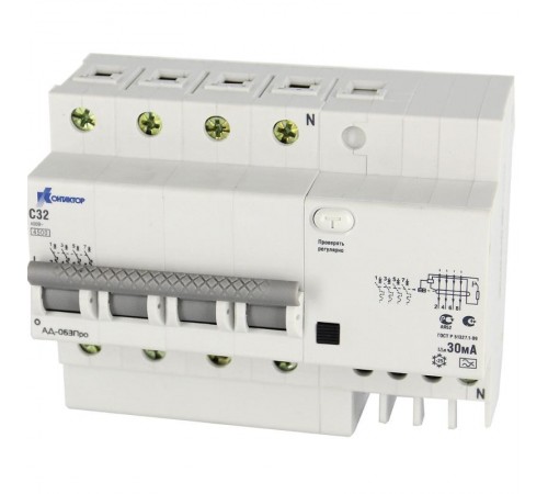 Выключатель автоматический дифференциального тока АД-063, 4P, 10А, Idn-30mA, тип А  7000640  Контактор (Legrand)