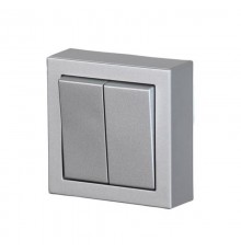 Выключатель двухклавишный, накладного монтажа, Impressivo, 2 доп.клеммы, алюминий  1065A-83   2TKA00001600  ABB