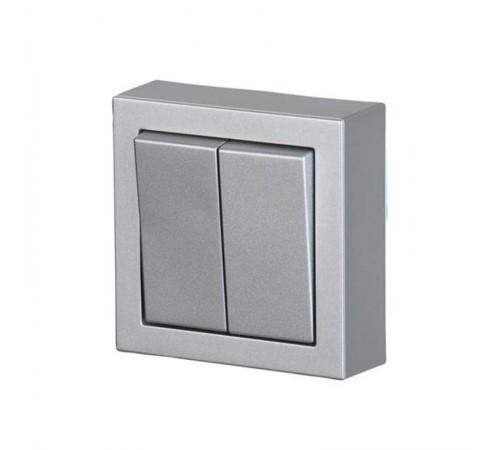 Выключатель двухклавишный, накладного монтажа, Impressivo, 2 доп.клеммы, алюминий  1065A-83   2TKA00001600  ABB