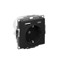 AtlasDesign Карбон Розетка 16А c 2 USB A+С механизм  ATN001032  SE