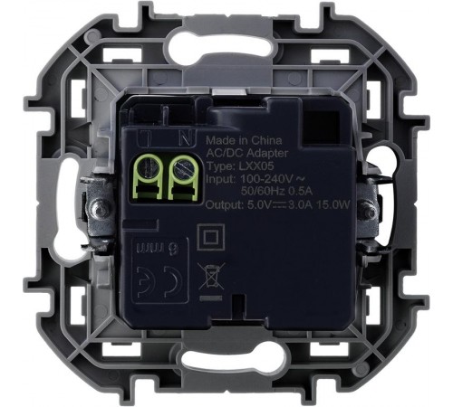 Inspiria Белый Устройство зарядное 2 местное с USB-разьемами A-C 240В/5В 3000мА С/У без рамки  673760  Legrand