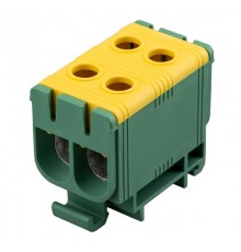 Клемма вводная силовая КВС 6-50мм 2-рядная желто-зеленая PE распределительная  11-2114  REXANT