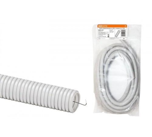 Труба гибкая гофрированная ПВХ 16мм с протяжкой лёгкая (20м)  SQ0401-0021  TDM