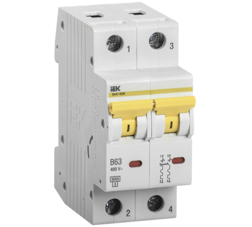 Выключатель автоматический двухполюсный ВА47-60M 2Р 16А 6кА B KARAT  MVA31-2-016-B  IEK