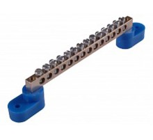 Шина _PE_ 63.11.2 Шина "РЕ" на 11 присоединений  63А 2 крепежных отверстия  Шина _PE_ 63.11.2  HEGEL