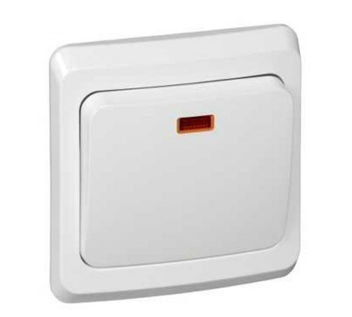 Этюд Белый С/У Переключатель 1-клавишный с подсветкой  BC10-007B  SE