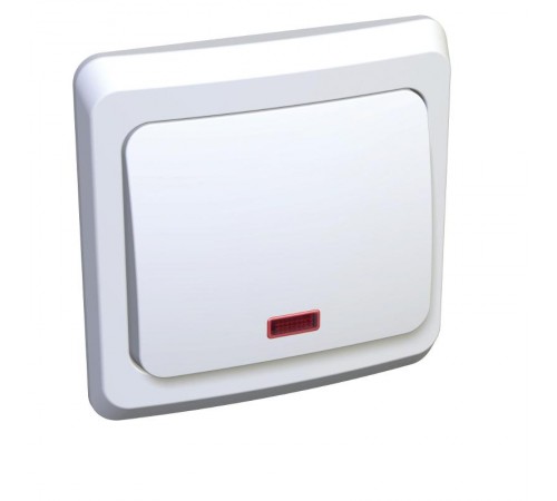 Этюд Белый С/У Переключатель 1-клавишный с подсветкой  BC10-007B  SE