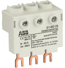 Колодка высокая S1-M2-25 для подключения 3-фазного кабеля до 25мм2, 65 А к автоматам типа MS116/132  1SAM201907R1102  ABB
