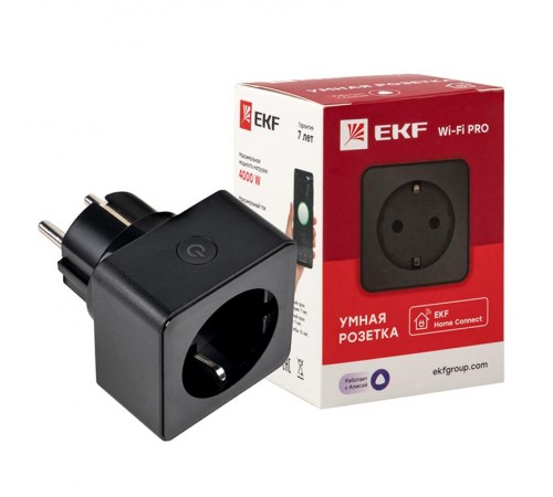 Розетка умная Wi-Fi PRO черн. HomeConnect  RCS-2-WF  EKF