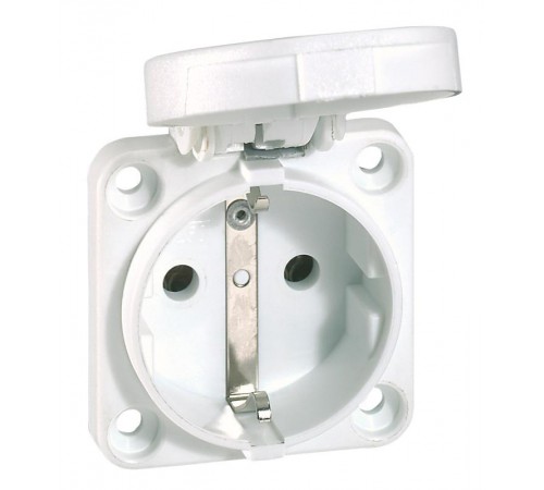 Встраиваемая розетка бытового назначения с уменьшенным фланцем - P17 Tempra Pro - немецкий стандарт - со шторками - синий  057675  Legrand