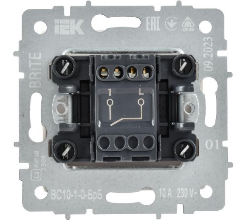 BRITE Выключатель 1-клавишный 10А ВС10-1-0-БрБ белый  BR-V10-0-10-K01-PRO  IEK