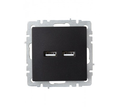 BRITE Розетка USB A+A 3,1А РЮ10-1-БрЧ черный  BR-U21-D31-K02  IEK