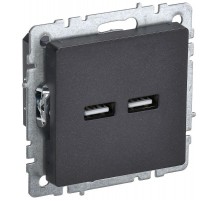 BRITE Розетка USB A+A 3,1А РЮ10-1-БрЧ черный  BR-U21-D31-K02  IEK