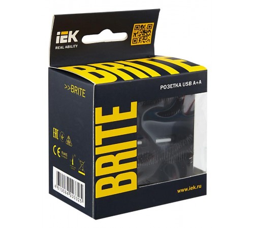 BRITE Розетка USB A+A 3,1А РЮ10-1-БрЧ черный  BR-U21-D31-K02  IEK