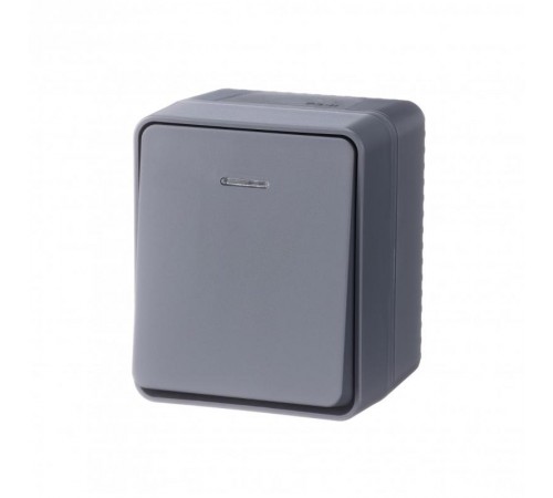 AtlasDesign Profi54 Антрацит О/У Выключатель 1-клавишный с подсветкой 10 АХ    ATN544013  SE