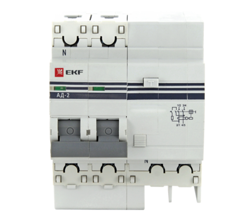 Выключатель автоматический дифференциального тока АД-2 2п 40А C 100мА тип AC (4 мод.) PROxima (электронный)  DA2-40-100-pro  EKF