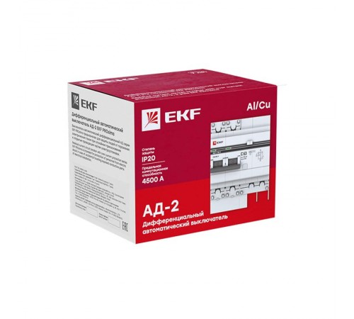 Выключатель автоматический дифференциального тока АД-2 2п 25А C 300мА тип AC (4 мод.) PROxima (электронный)  DA2-25-300-pro  EKF