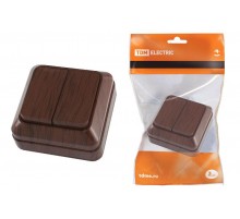 Выключатель 2-кл. открытой установки IP20 10А, бук "Ладога"   SQ1801-0028  TDM