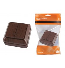 Выключатель 2-кл. открытой установки IP20 10А, бук "Ладога"   SQ1801-0028  TDM