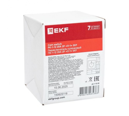 Переключатель кулачковый ПК-1-12 25А 2P "0-1" EKF PROxima  pk-1-12-25  EKF
