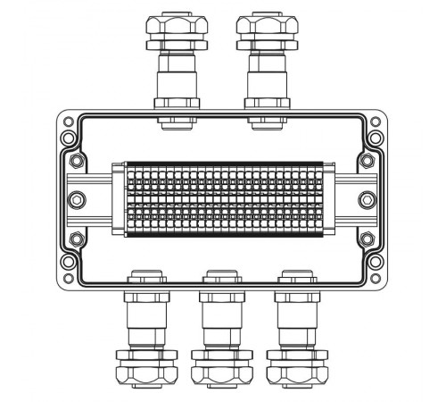 Взрывозащищенная клеммная коробка из полиэстера TBE-P-04-(25xHMM.2)-2xKAEPM2MHK-20(A)-3xKAEPM2MHK-20(C)1Ex e IIC Т5 Gb / Ex tb IIICT95°C Db IP66/КЗ  