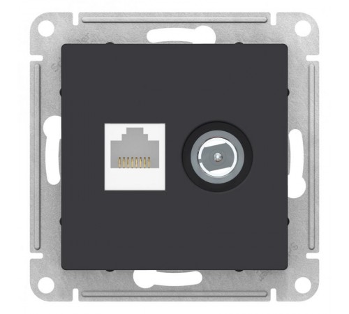 AtlasDesign Карбон Розетка 2-ая комп+TV, RJ45+TV, кат.5E, механизм  ATN001089  SE