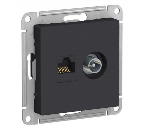 AtlasDesign Карбон Розетка 2-ая комп+TV, RJ45+TV, кат.5E, механизм  ATN001089  SE