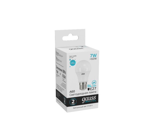 Лампа светодиодная LED 7Вт E27 220В 4100К Elementary A60  23227A  Gauss