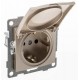 Bravo Розетка 1-ой с/з с з/ш и крышкой, СУ , 16А, 250В, шампань  С10Р91-027  GUSI Electric