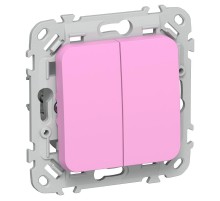 FLITE Выключатель 2-клавишный кнопочный проходной 10А ВС62-2-0-ФлПр пурпурный  FI-V28-0-10-1-K99  IEK