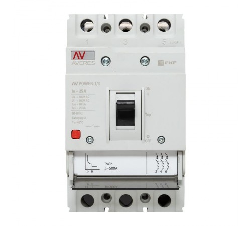 Выключатель автоматический AV POWER-1/3  25А 80kA TR AVERES  mccb-13-25H-TR-av  EKF