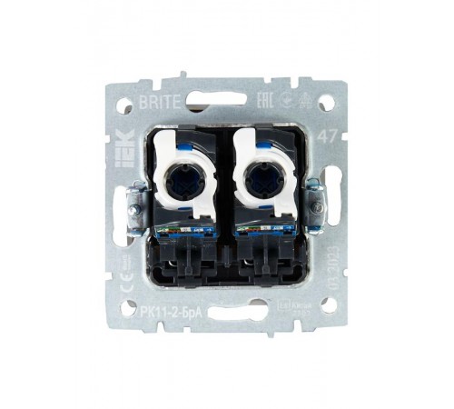 BRITE Розетка компьютерная 2-ая RJ45 кат.6 РК11-2-БрА алюминий  BR-K20-2-K47  IEK