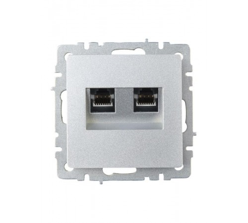 BRITE Розетка компьютерная 2-ая RJ45 кат.6 РК11-2-БрА алюминий  BR-K20-2-K47  IEK