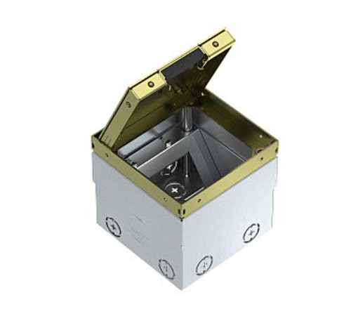 Лючок UDHOME2 пустой на 2 модуля ЭУИ 45х45мм и 2RJ45 (крышка без выемки) 140х140х100-135мм (латунь)  7368348  OBO Bettermann