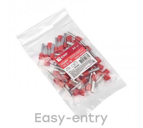 Наконечник штыревой втулочный изолированный НШвИ 10,0-18 (50шт.) PROxima  nhvi-10.0-18  EKF