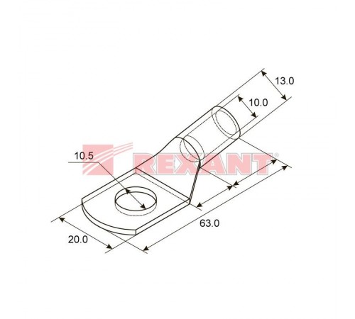Наконечник ТМЛ 35-10-10 (35 мм -  10 мм) ГОСТ 7386-80 (в упак. 5 шт.)  07-5320  REXANT