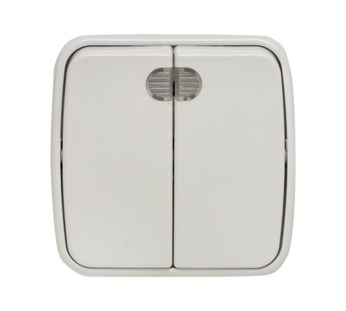 Минск Выключатель 2-клавишный ОП 10А с индикатором белый  EKF Basic  EGV10-123-10  EKF