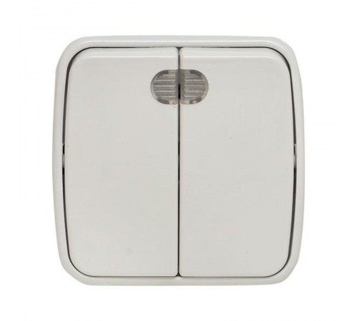 Минск Выключатель 2-клавишный ОП 10А с индикатором белый  EKF Basic  EGV10-123-10  EKF