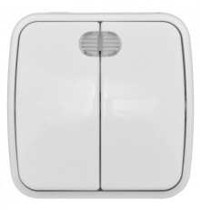 Минск Выключатель 2-клавишный ОП 10А с индикатором белый  EKF Basic  EGV10-123-10  EKF